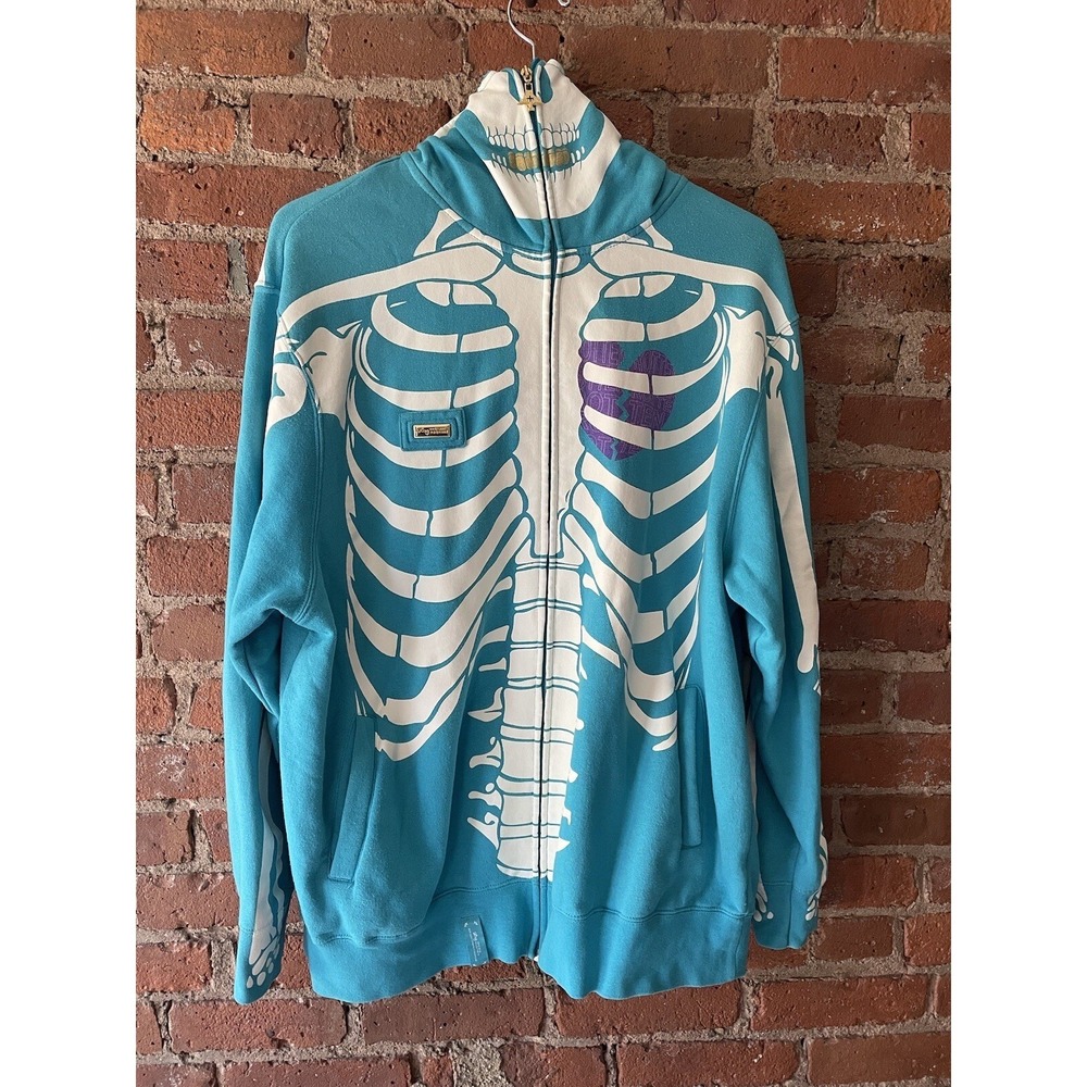 Vintage LRG Dead Serious Skeleton Hoodie Men's Large 2005 Rare Y2K Emo Goth